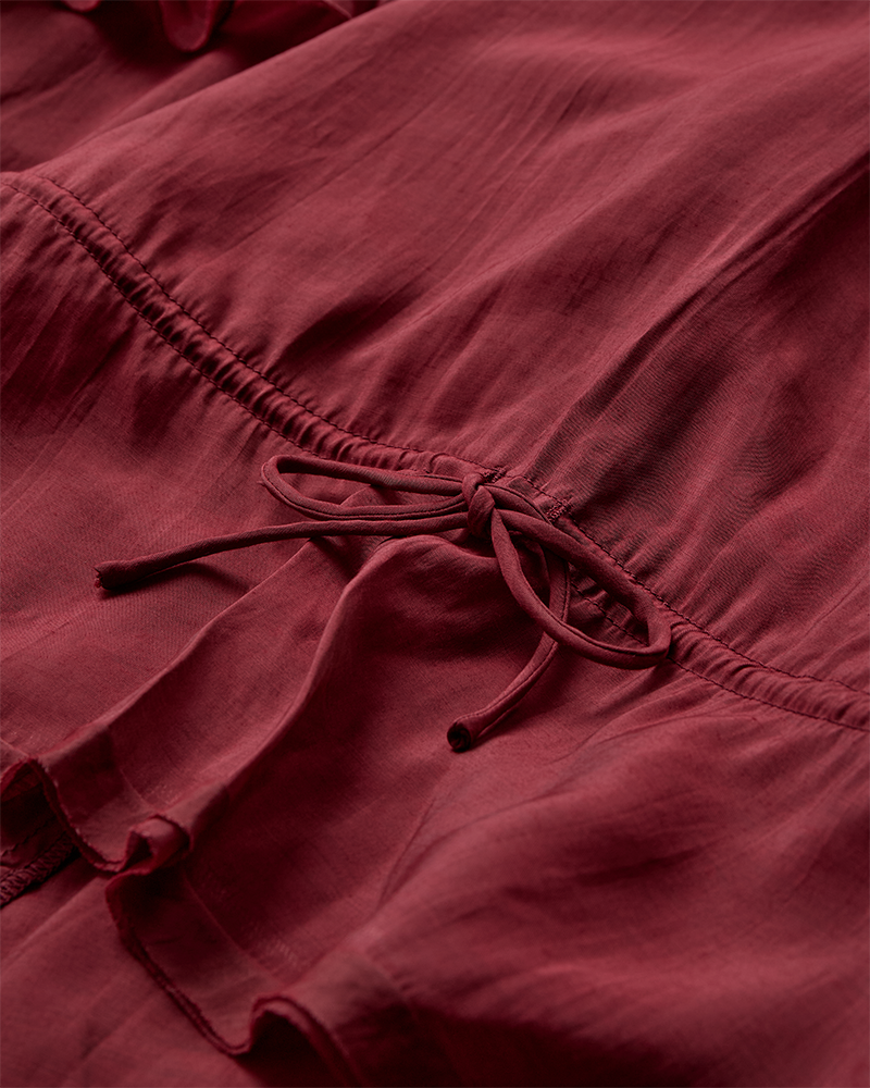 CMNORMA - LONG DRESS WITH RUFFLES IN RED