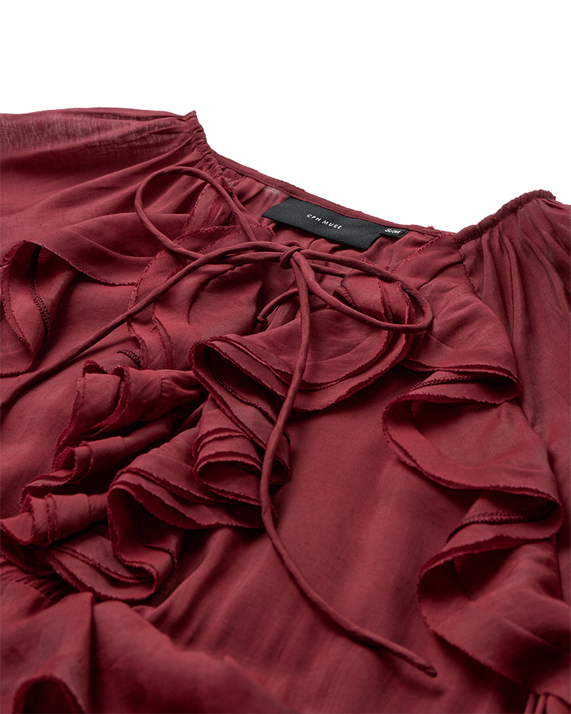 CMNORMA - LONG DRESS WITH RUFFLES IN RED
