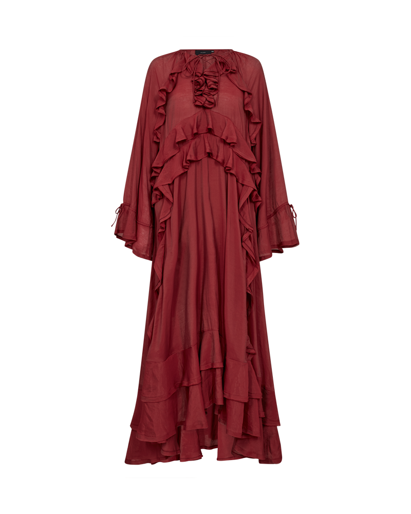 CMNORMA - LONG DRESS WITH RUFFLES IN RED