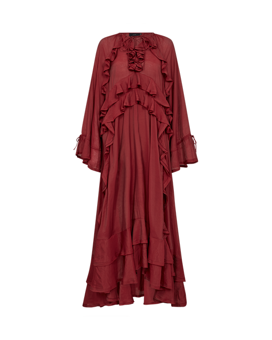 CMNORMA - LONG DRESS WITH RUFFLES IN RED