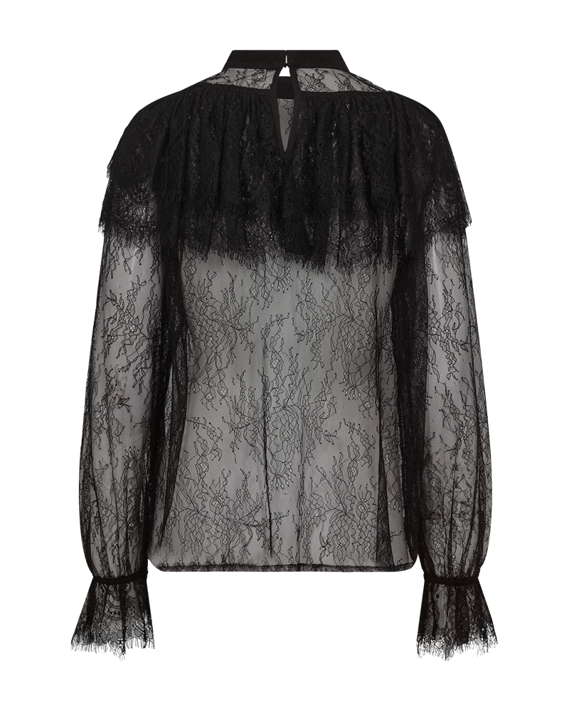 CMMARTA - BLOUSE WITH LACE AND RUFFLES IN BLACK