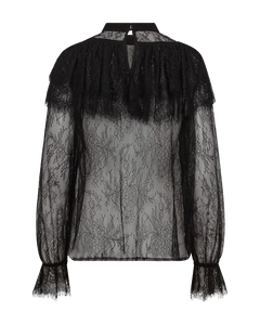 CMMARTA - BLOUSE WITH LACE AND RUFFLES IN BLACK