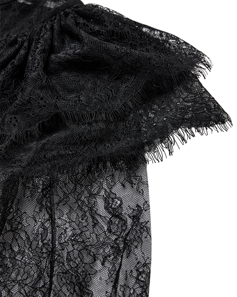 CMMARTA - BLOUSE WITH LACE AND RUFFLES IN BLACK