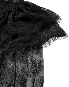 CMMARTA - BLOUSE WITH LACE AND RUFFLES IN BLACK