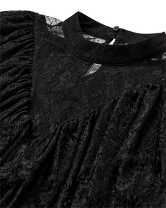 CMMARTA - BLOUSE WITH LACE AND RUFFLES IN BLACK