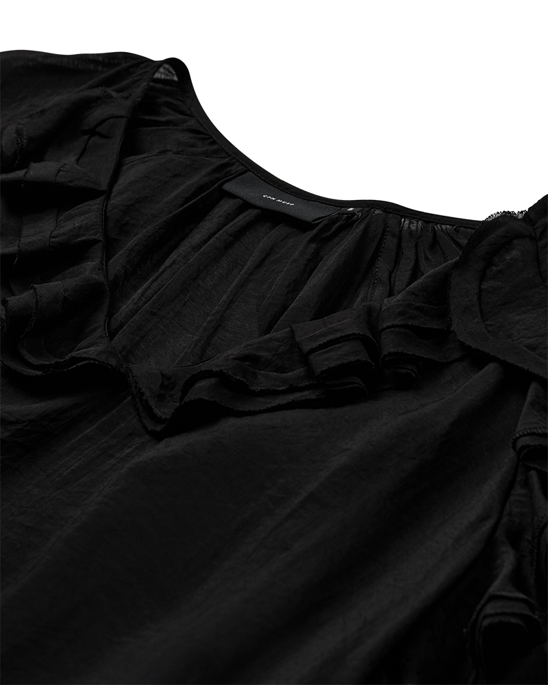 CMNORMA - BLOUSE WITH RUFFLES IN BLACK