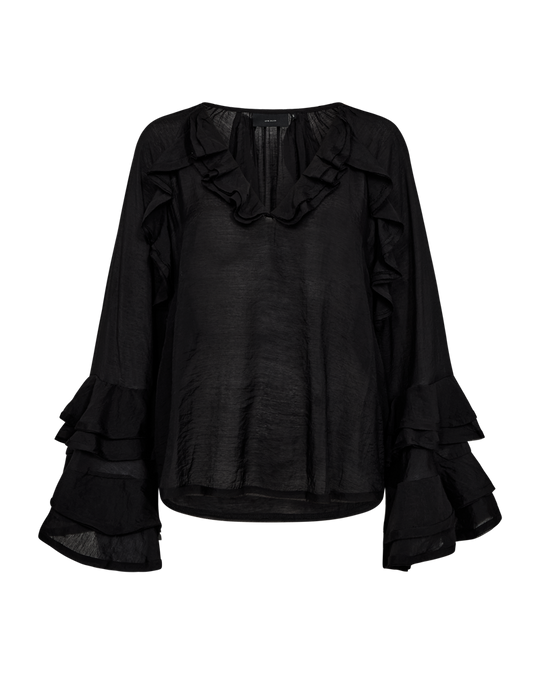 CMNORMA - BLOUSE WITH RUFFLES IN BLACK