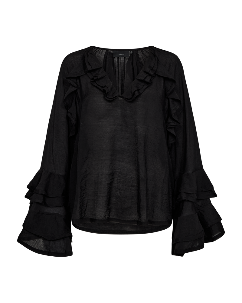 CMNORMA - BLOUSE WITH RUFFLES IN BLACK