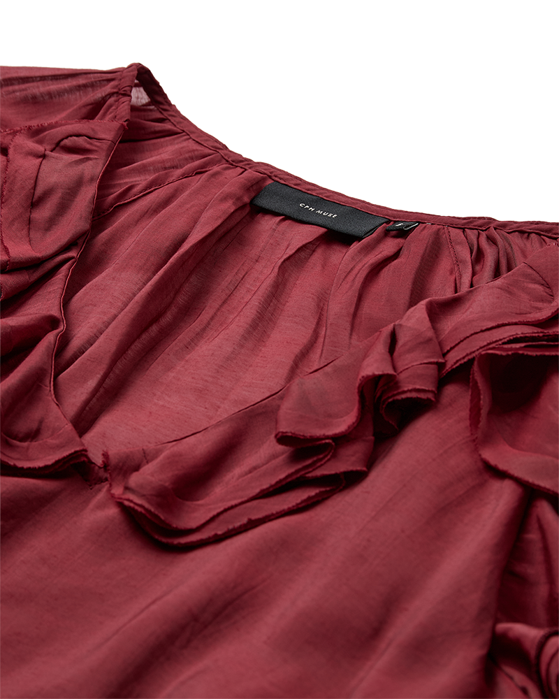 CMNORMA - BLOUSE WITH RUFFLES IN RED