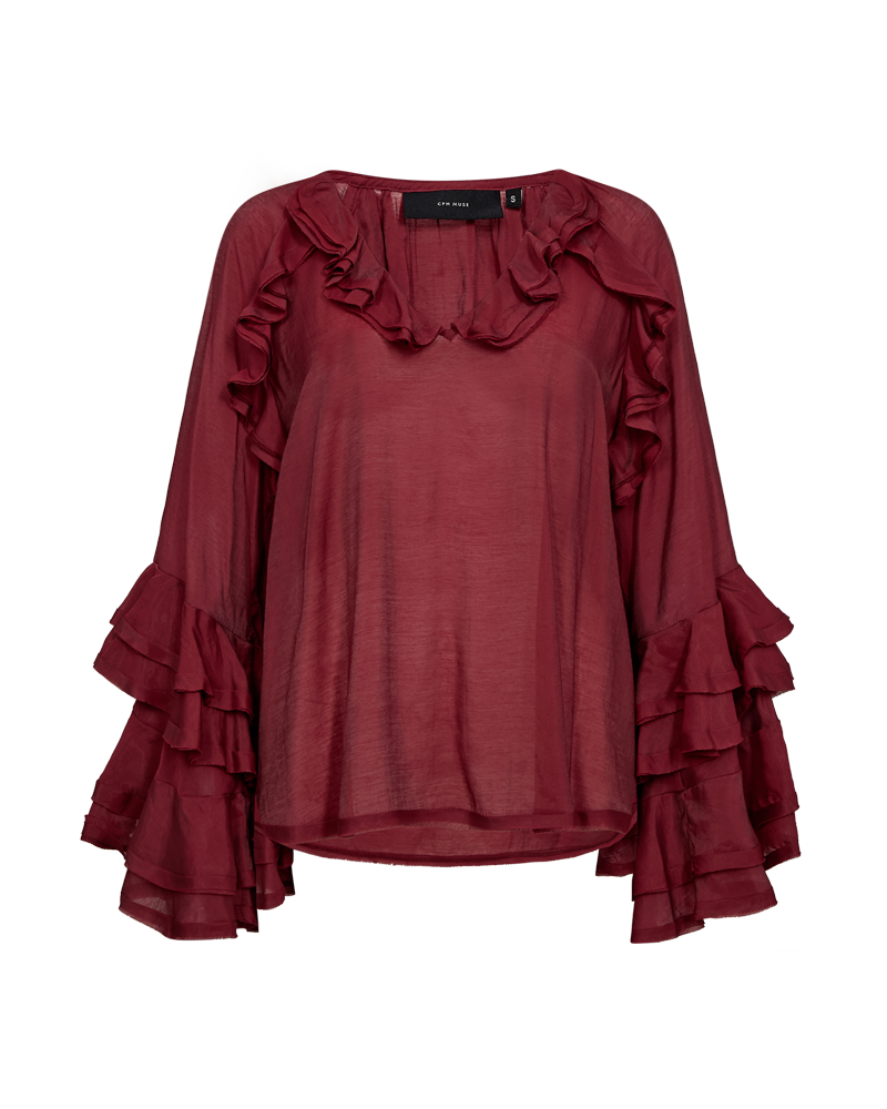 CMNORMA - BLOUSE WITH RUFFLES IN RED