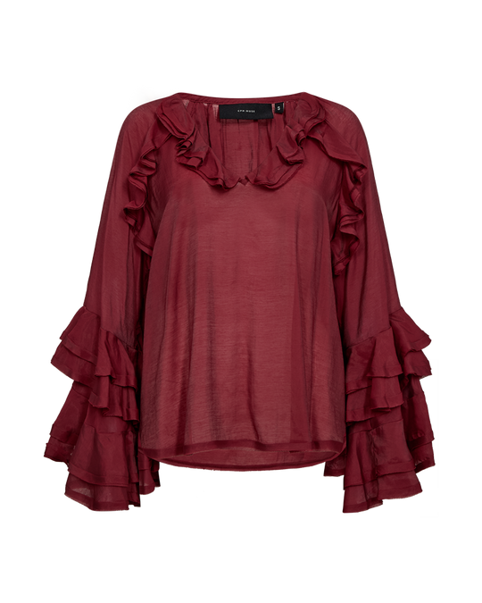 CMNORMA - BLOUSE WITH RUFFLES IN RED