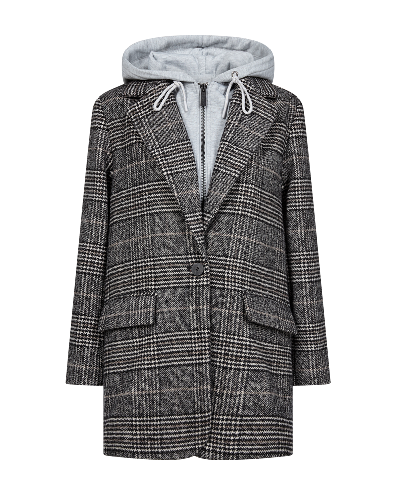 Cmhoodie - jas met afneembare kap in zwart en gebroken wit