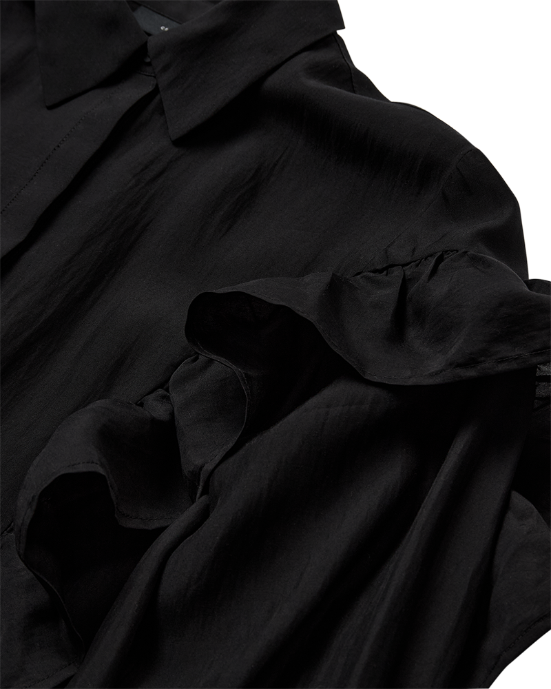 CMMOLLY - SHIRT WITH RUFFLES IN BLACK