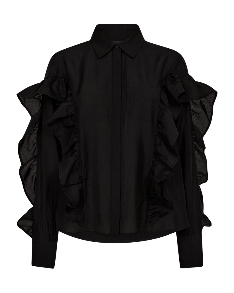 CMMOLLY - SHIRT WITH RUFFLES IN BLACK
