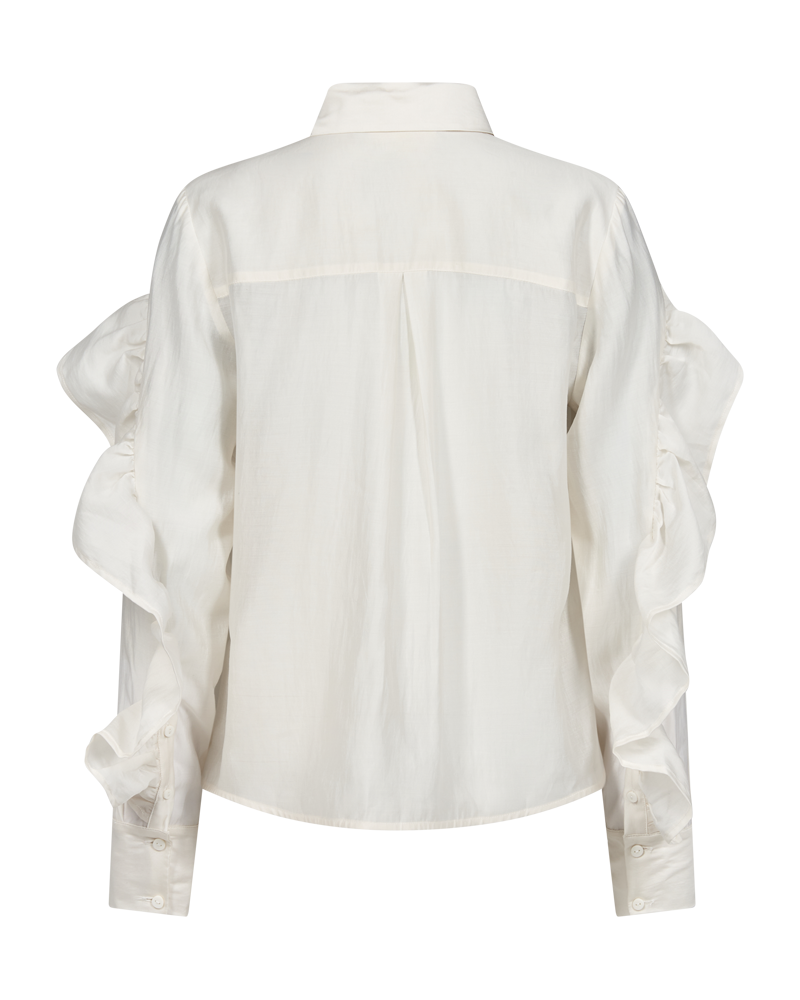 CMMOLLY - SHIRT WITH RUFFLES IN OFF-WHITE