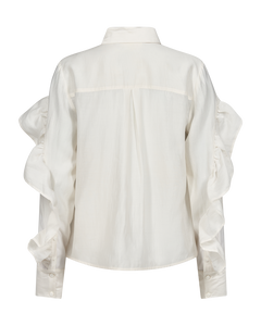CMMOLLY - SHIRT WITH RUFFLES IN OFF-WHITE
