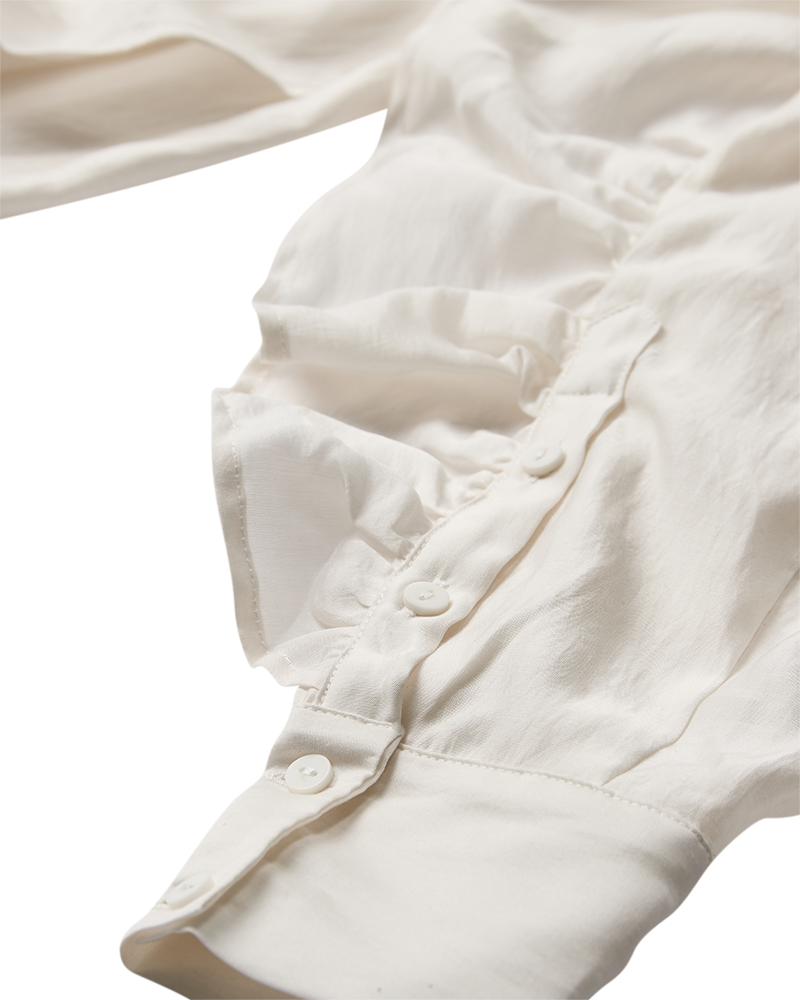 CMMOLLY - SHIRT WITH RUFFLES IN OFF-WHITE