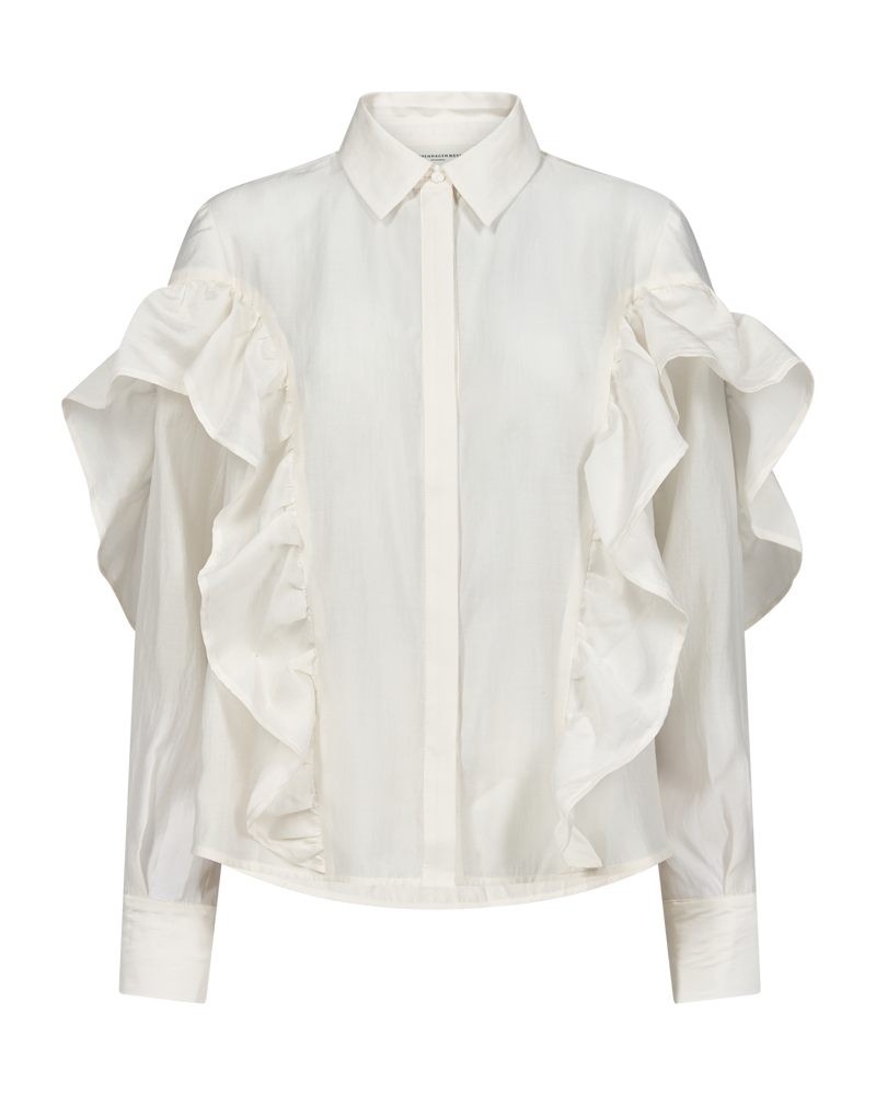 CMMOLLY - SHIRT WITH RUFFLES IN OFF-WHITE