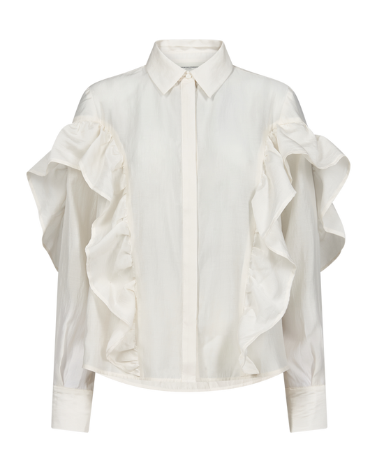 CMMOLLY - SHIRT WITH RUFFLES IN OFF-WHITE