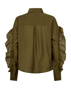 CMMOLLY - SHIRT WITH RUFFLES IN KHAKI GREEN