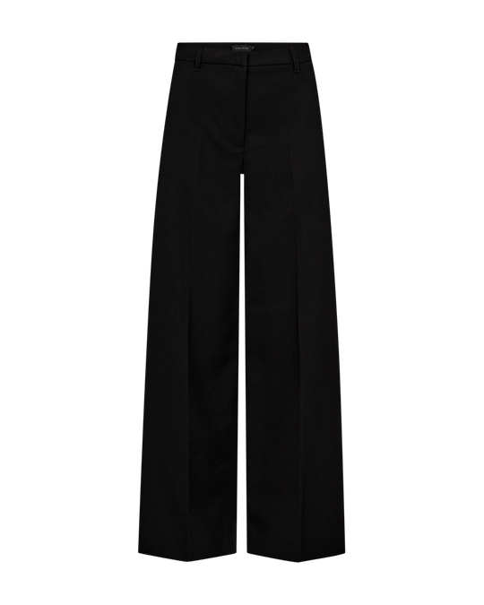 CMTAILOR - HIGH-WAISTED WIDE-LEG PANTS WITH BELT LOOP IN BLACK