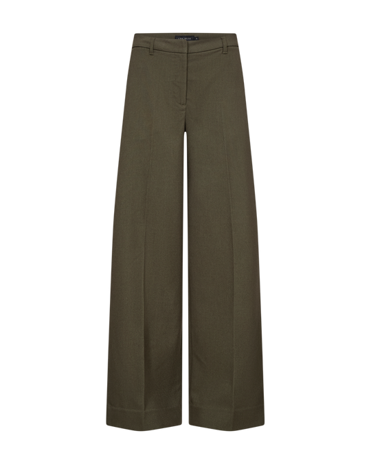 CMTAILOR - HIGH-WAISTED WIDE-LEG PANTS WITH BELT LOOP IN GREEN