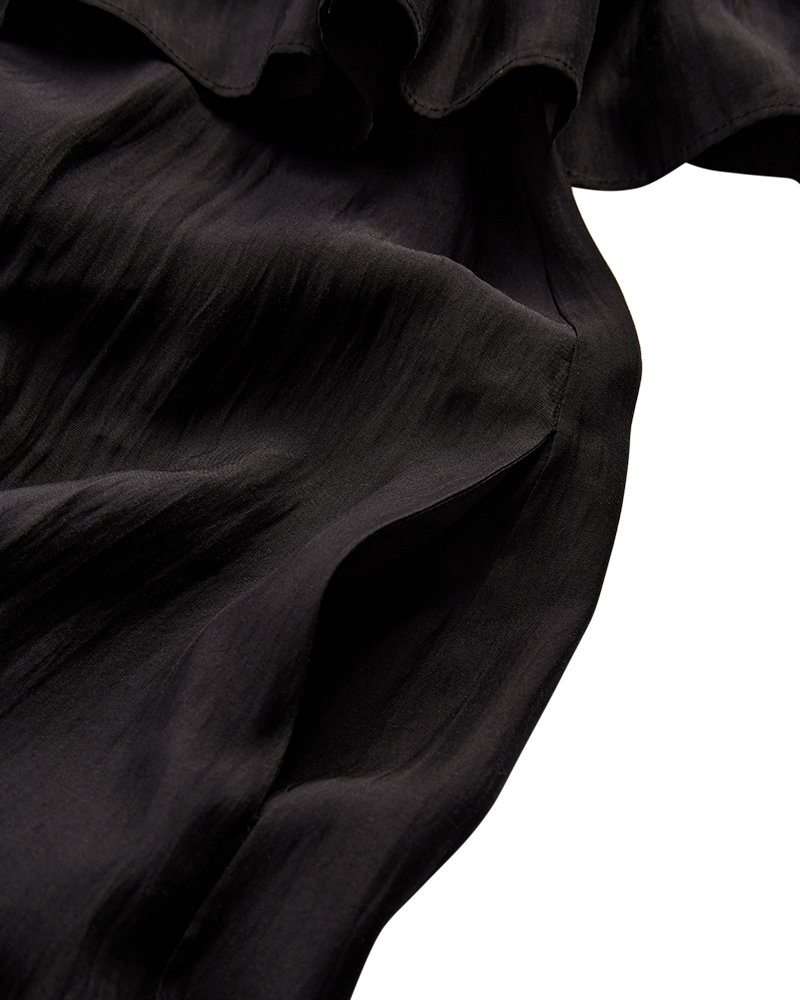 Cmmolly - jurk met ruches en riem in zwart