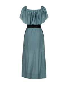 Cmmolly - jurk met ruches en riem in blauw
