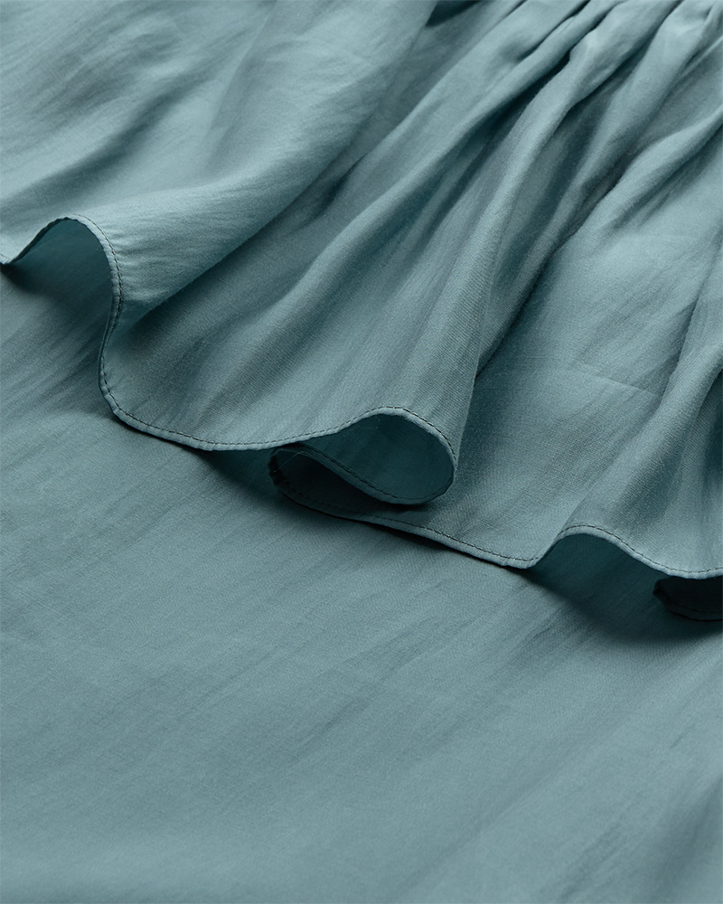 Cmmolly - jurk met ruches en riem in blauw