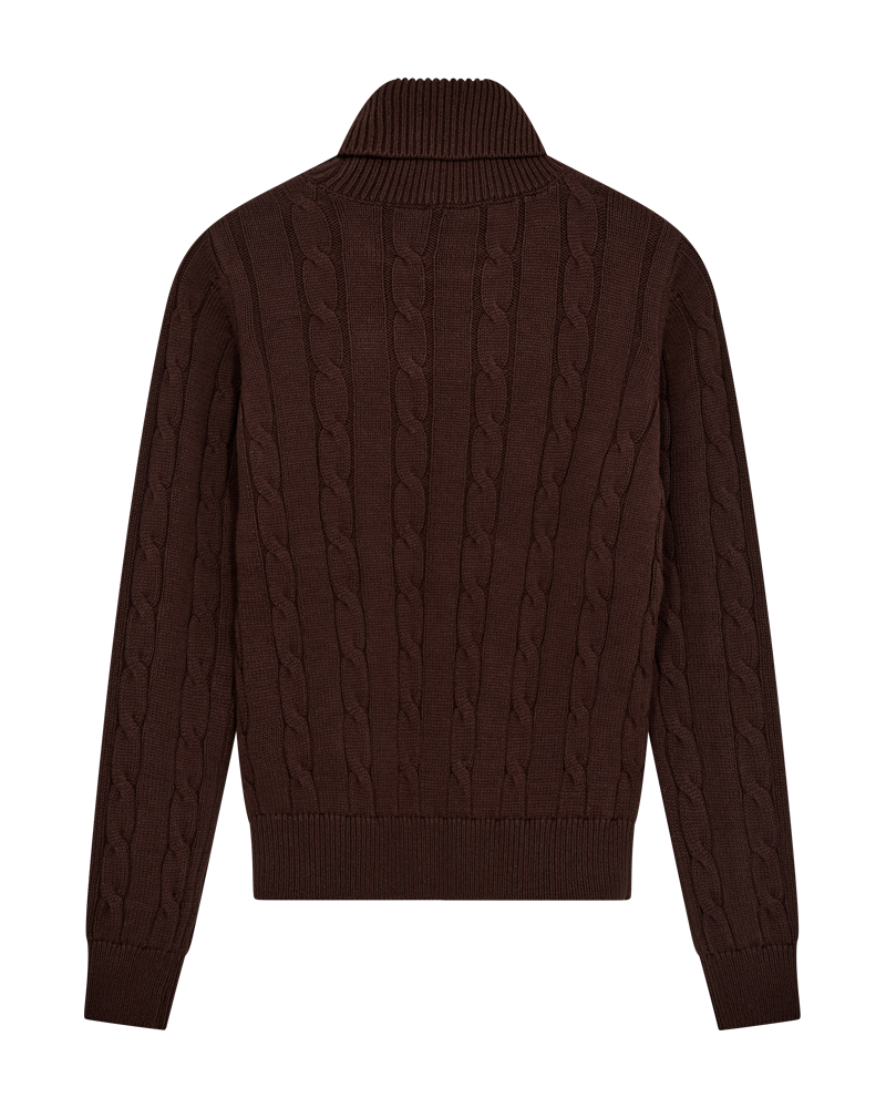 CMKOTOM - Cable Knit -pullover met geborduurd logo -detail in bruin