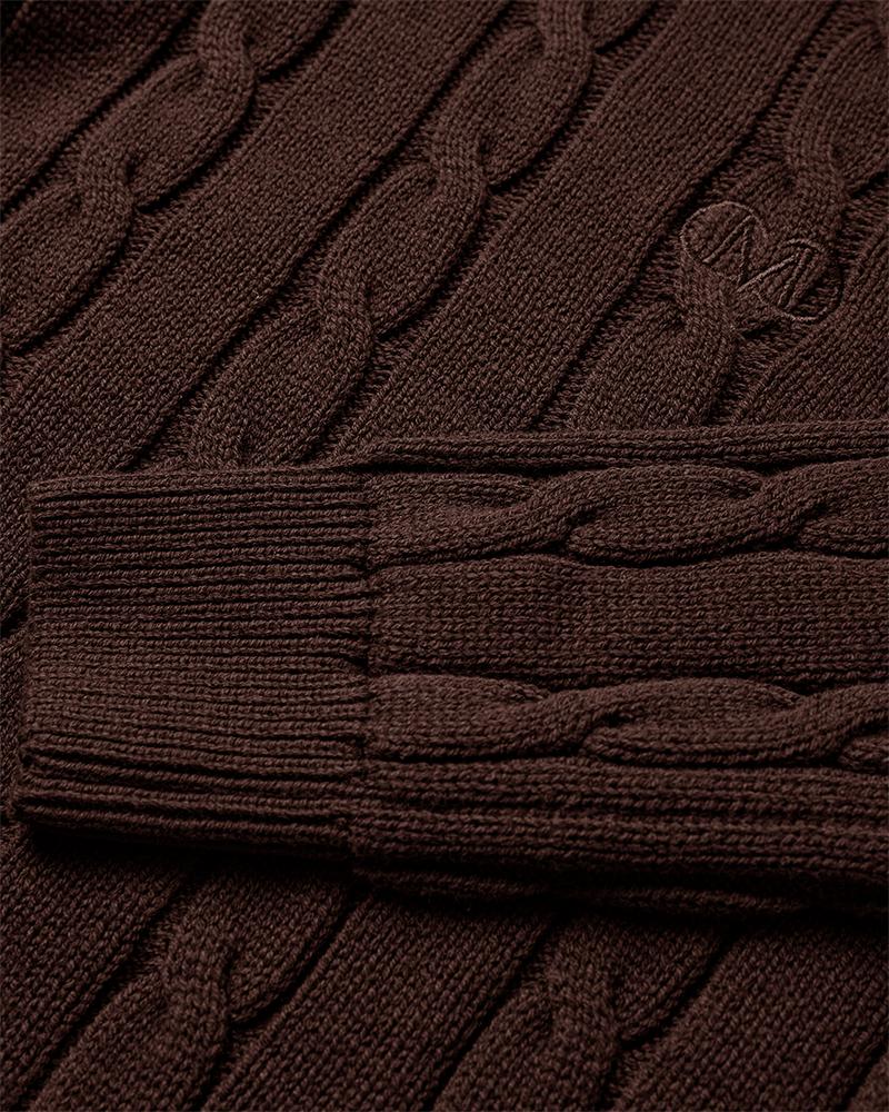CMKOTOM - Cable Knit -pullover met geborduurd logo -detail in bruin