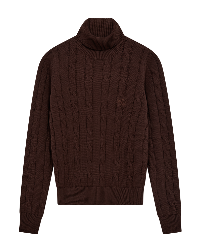 CMKOTOM - Cable Knit -pullover met geborduurd logo -detail in bruin