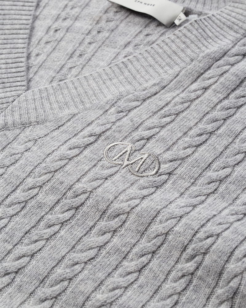 CMCASHA - Cable Knit -pullover met geborduurd logo -detail in grijs