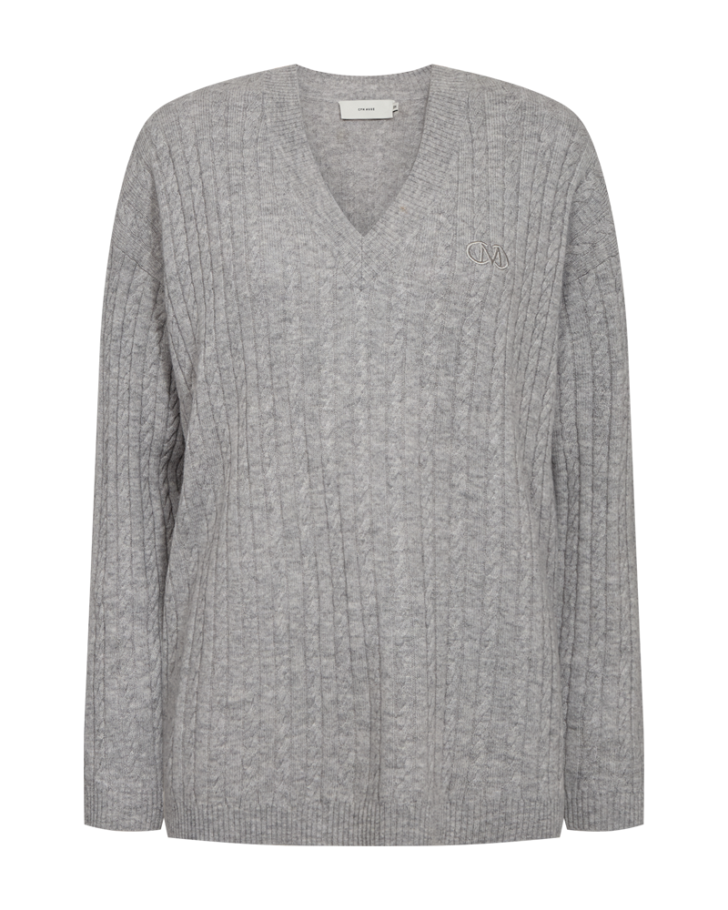 CMCASHA - Cable Knit -pullover met geborduurd logo -detail in grijs