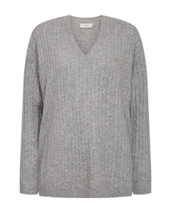 CMCASHA - Cable Knit -pullover met geborduurd logo -detail in grijs