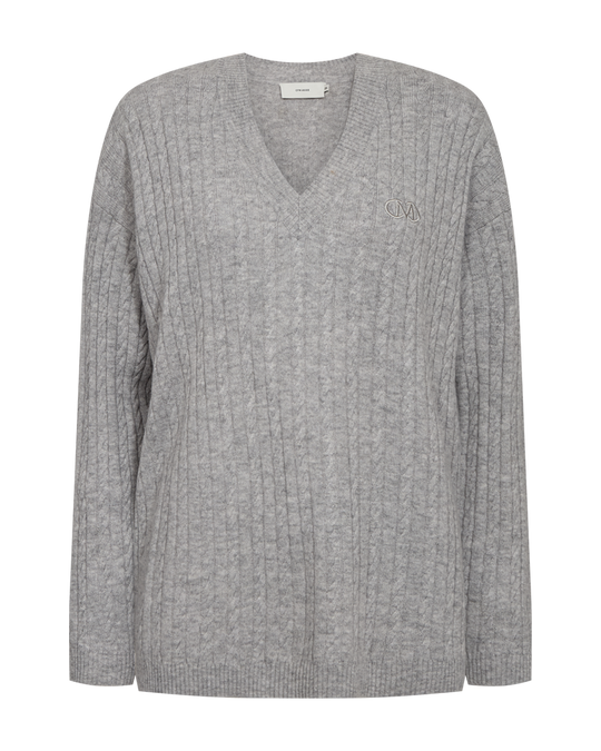 CMCASHA - Cable Knit -pullover met geborduurd logo -detail in grijs