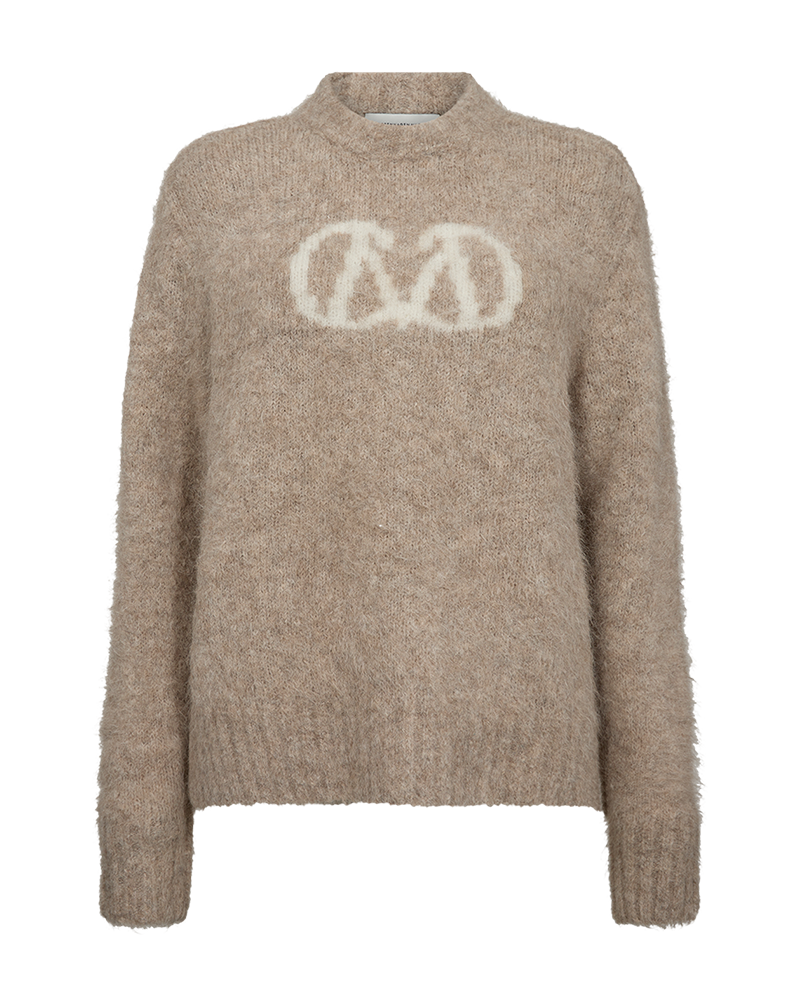 Cmkate - gebreide pullover met logo -details in beige