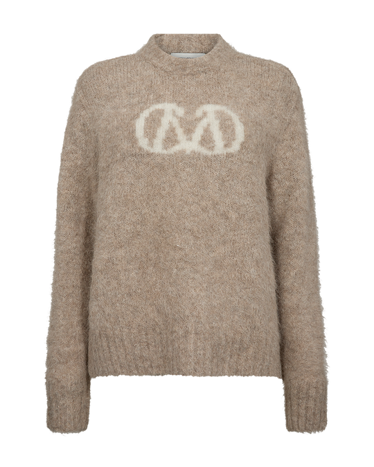 CMKATE - KNITTED PULLOVER WITH LOGO DETAIL IN BEIGE