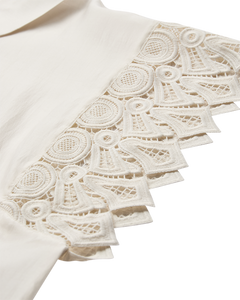 CMMOLLY - SHIRT WITH CUT-AND-SEW LACE IN OFF-WHITE