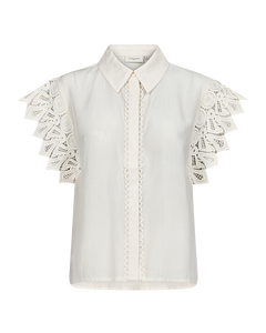 CMMOLLY - SHIRT WITH CUT-AND-SEW LACE IN OFF-WHITE