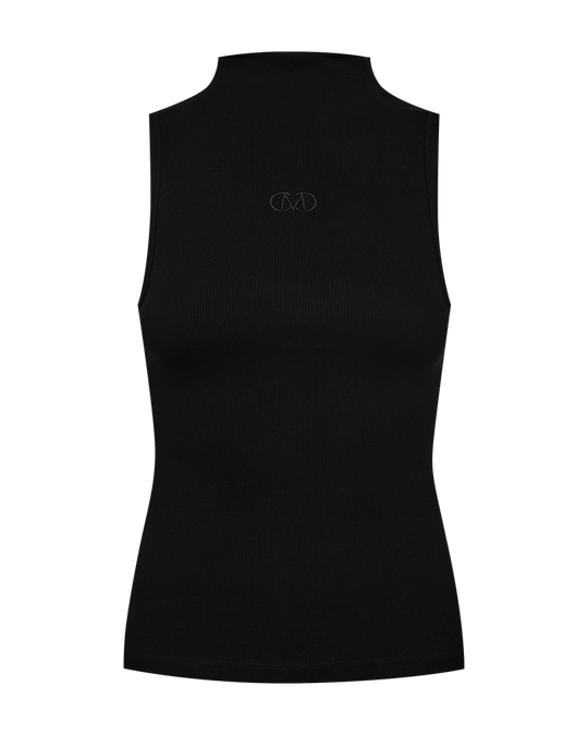 CMSIV - Top met geborduurd logo -detail in het zwart