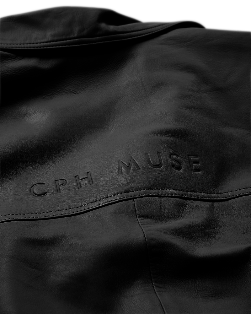 CMROYAL - OVERSIZED LEATHER JACKET IN BLACK