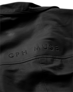 CMROYAL - OVERSIZED LEATHER JACKET IN BLACK