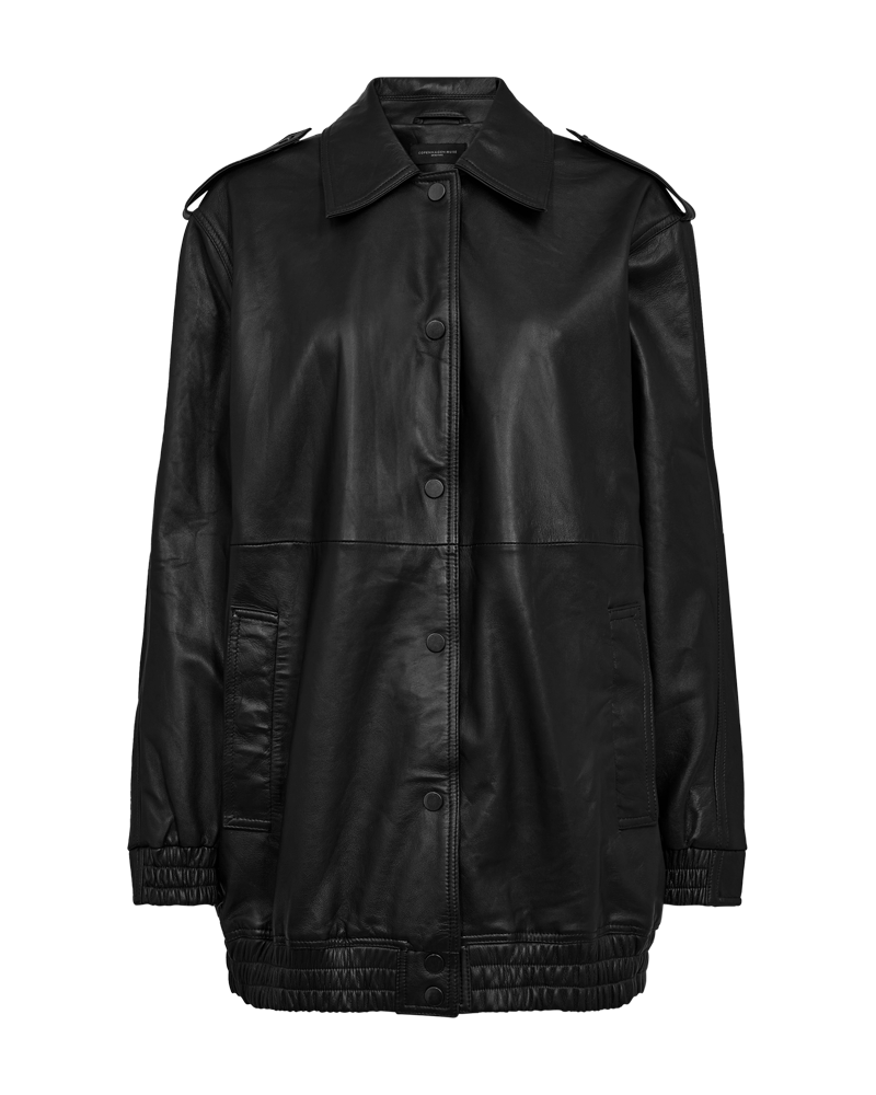 CMROYAL - OVERSIZED LEATHER JACKET IN BLACK