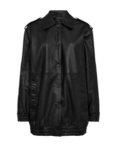 CMROYAL - OVERSIZED LEATHER JACKET IN BLACK