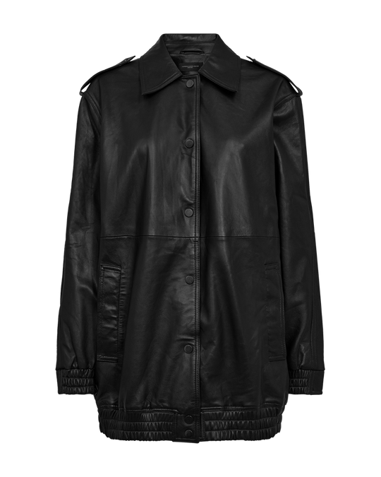 CMROYAL - OVERSIZED LEATHER JACKET IN BLACK