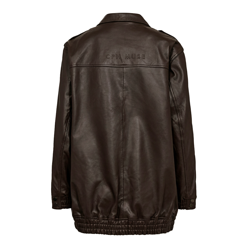 CMROYAL - OVERSIZED LEATHER JACKET IN BROWN