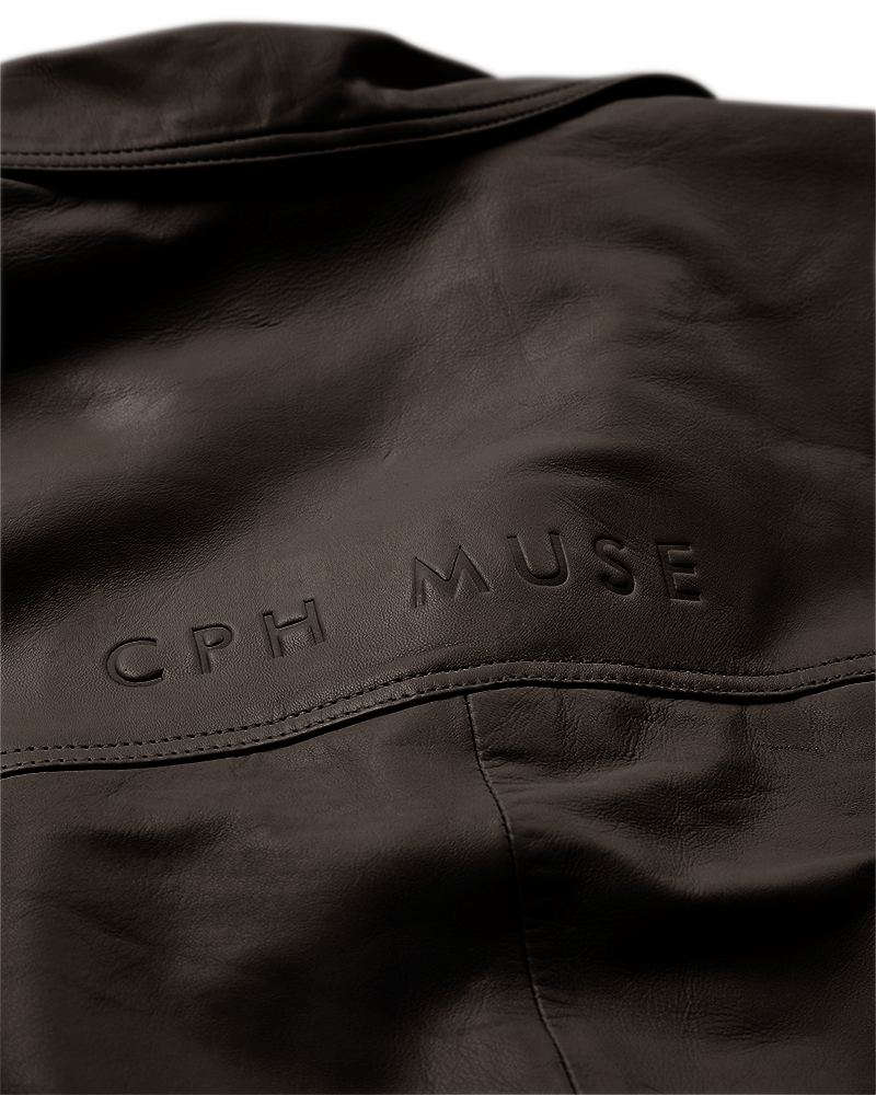 CMROYAL - OVERSIZED LEATHER JACKET IN BROWN