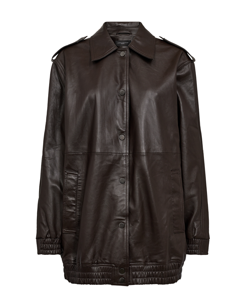 CMROYAL - OVERSIZED LEATHER JACKET IN BROWN