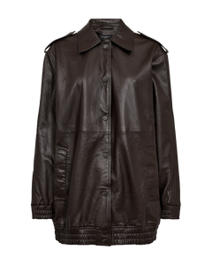 CMROYAL - OVERSIZED LEATHER JACKET IN BROWN